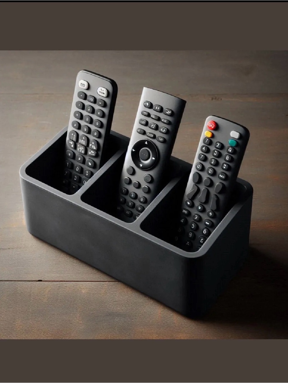 Universal Black Remote Control Organizer - 3-Compartment